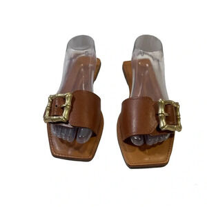 SCHUTZ Brown Flats with Gold Buckle